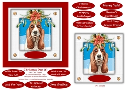 Christmas Puppy Dog (6) 6 x 6 Card Topper With Masses Of Greetings Tags