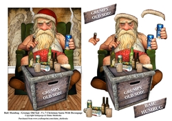Bah! Humbug - Grumpy Old Sod - Christmas Santa - 5 x 7 Topper & Decoupage