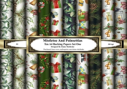 Mistletoe & Poinsettias – Set Two – Ten A4 Backing Papers