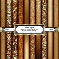 Bronze Textured Backing Papers - Ten Sheets of 12 x 12 Set One