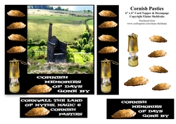 Cornish Pasties & Tin Mine 6 x 6 Card Topper With Decoupage