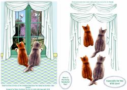 Tabby Kittens Sitting by Window Watching the Birds Decoupage