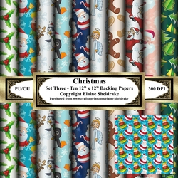 Christmas  - Set Three - Ten 12 x 12 Backing Papers