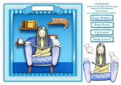 Cat Lover - 8 x 8 Card Topper With Decoupage