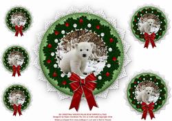 Six Christmas Holiday Wreath Polar Bear Toppers & Tags