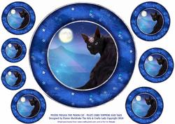 Mystic Megan the Moon Cat - Plate Card - Toppers & Tags
