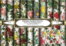 Glorious Garden Rose Flowers Set One - Ten A4 Backing Papers