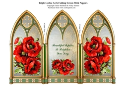 Triple Gothic Arch Folding Screen With Californian Poppies