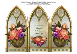 Triple Gothic Arch Folding Screen - Summer Bouquet