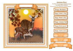 Autumn Sunset Deer - Card Topper To Fit 8 x 8 Comfortably