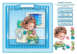 Bubbles Laundry - Square Card Topper With Decoupage