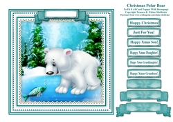 Christmas Polar Bear - Square Card Topper With Family Greetings Tags
