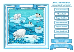 Xmas Polar Bear Hugs - Square Card Topper With Greetings Tags