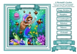A Mermaids Garden (1) - Square Card Topper With Family Greetings Tags