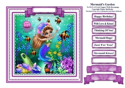 A Mermaids Garden (2) - Square Card Topper With  Greetings Tags