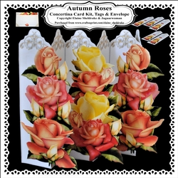 Autumn Roses - Concertina Card Kit With Greetings Tags and Matching Envelope