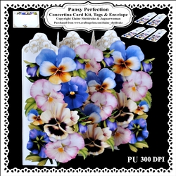 Pansy Perfection - Concertina Card Kit With Greetings Tags and Matching Envelope