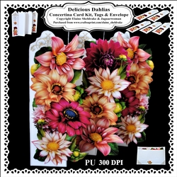 Delicious Dahlias - Concertina Card Kit With Greetings Tags and Matching Envelope