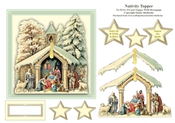 Nativity - 6 x 6 Card Topper With Decoupage