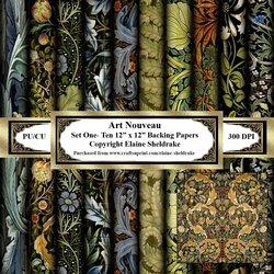 Art Nouveau -  Set One - Set Of Ten 12 x 12 Backing Papers