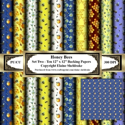 Honey Bees - Set Two - Set Of Ten 12 x 12 Backing Papers