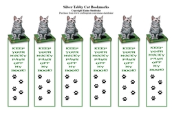 Silver Tabby Cat  Bookmarks x 6