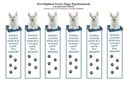 West Highland Terrier - Westie - Bookmarks x 6
