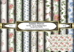Summer Flowers Set One - Ten A4 Backing Papers