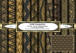Gold Geometrics -  Set One  - Ten A4 Backing Papers  
