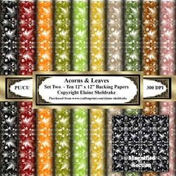 Acorns & Leaves - Set Two - Ten 12 x 12 Backing Papers