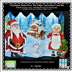 Christmas Santa - Mrs Santa And Naughty Elf - Over the Edge Concertina Card Kit