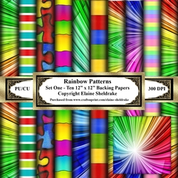 Rainbow Patterns - Set One - Ten 12 x 12 Sheets Of Backing Papers