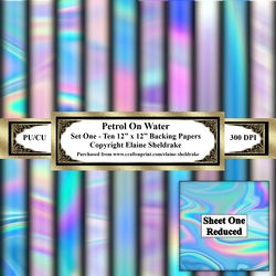 Petrol On Water - Set One - Ten 12 x 12 Printable Backing Paper Set