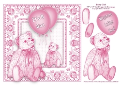 Baby Girl - 7.5 x 7.5 Card Topper With Decoupage