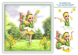 The Daffodil Flower Fairy - 7.5 x 7.5 Printable Card Topper With Decoupage
