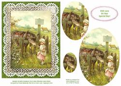 Donkey Heaven Victorian Style Oval Pyramid Card Front