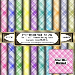 Pretty Bright Plaid - Set One- Ten 12 x 12 Printable Backing Papers