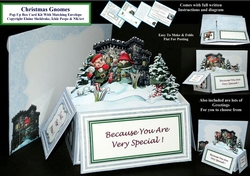 Christmas Gnomes Box Card Kit With matching Envelope & Instructions
