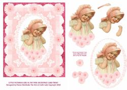 Victorian Girl in the Pink 3D Decoupage Card Front Topper