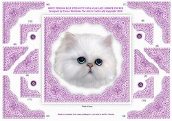 White Persian Blue Eyed Kitty Cat Lilac Lace Corner Stacker
