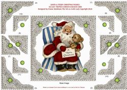 Santa & Teddy Bear Christmas 3D Lace Framed Corner Stacker