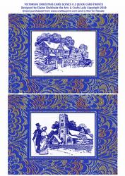 2 x Victorian Embossed Christmas Card Scenes Quick Cards