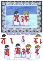 Snowman Family - Let It Snow - Original Art Decoupage Card