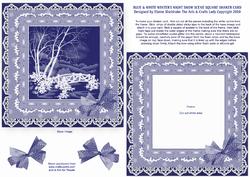 Blue & White Winter's Night Snow Scene Square Shaker Card