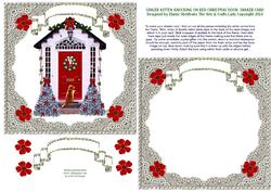Ginger Cat Knocking on Red Christmas Door - Square Shaker