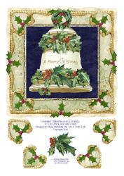 A Merry Christmas Holly Bell 8 x 8 Quick Square Card Front
