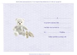 Baby Boy Blue Birth Announcement Card Insert