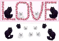 Pink Roses & Kitty Cats Love Decoupage Dl Card Front