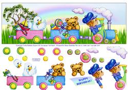 Train Ride on the Birthday Express Dl Decoupage Card Sheet