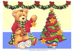 A4 Teddy Bear in Teddy Slippers Decorating the Xmas Tree